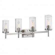  7011-BA4 PW-CLR - Winslett 4-Light Bath Vanity in Pewter with Ribbed Clear Glass Shades